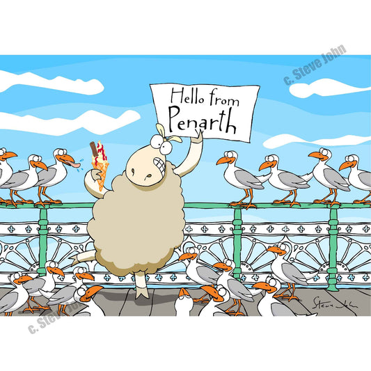 1 Sheep 'Hello from Penarth' Card
