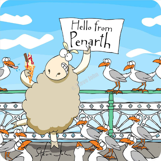 1 Sheep 'Hello' from Penarth coaster
