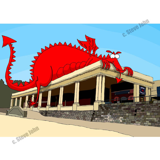 Dragon on the roof at Barry Island Card