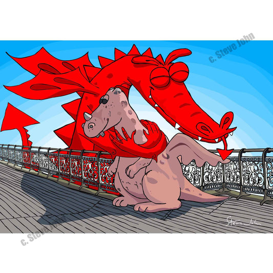 'Dragon Friends on Mumbles Pier' Card