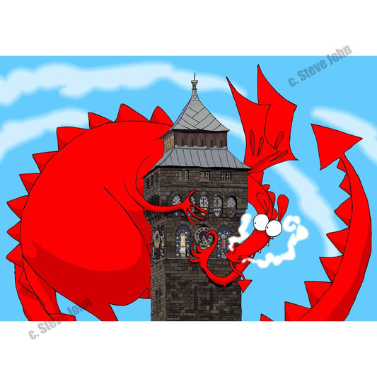Dragon on the clock tower at Cardiff Castle card