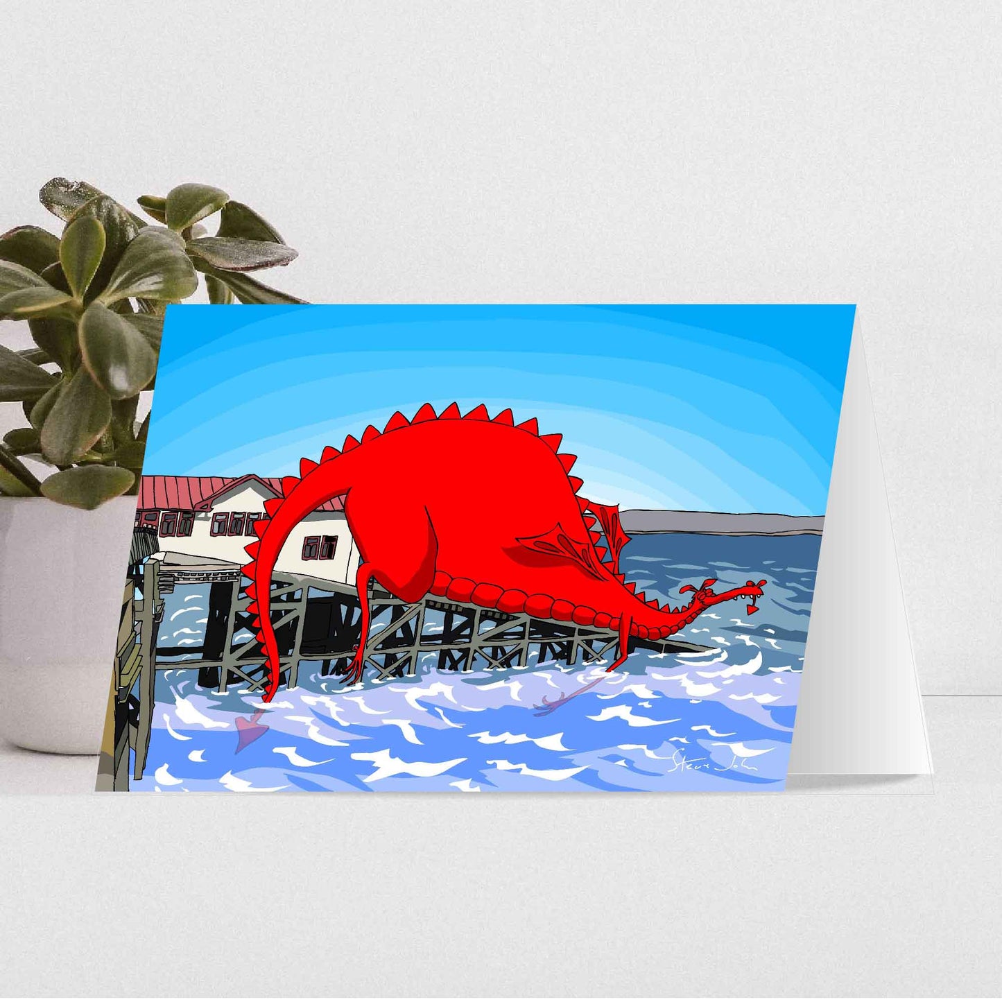 'Dragon on Mumbles Lifeboat Station' Card