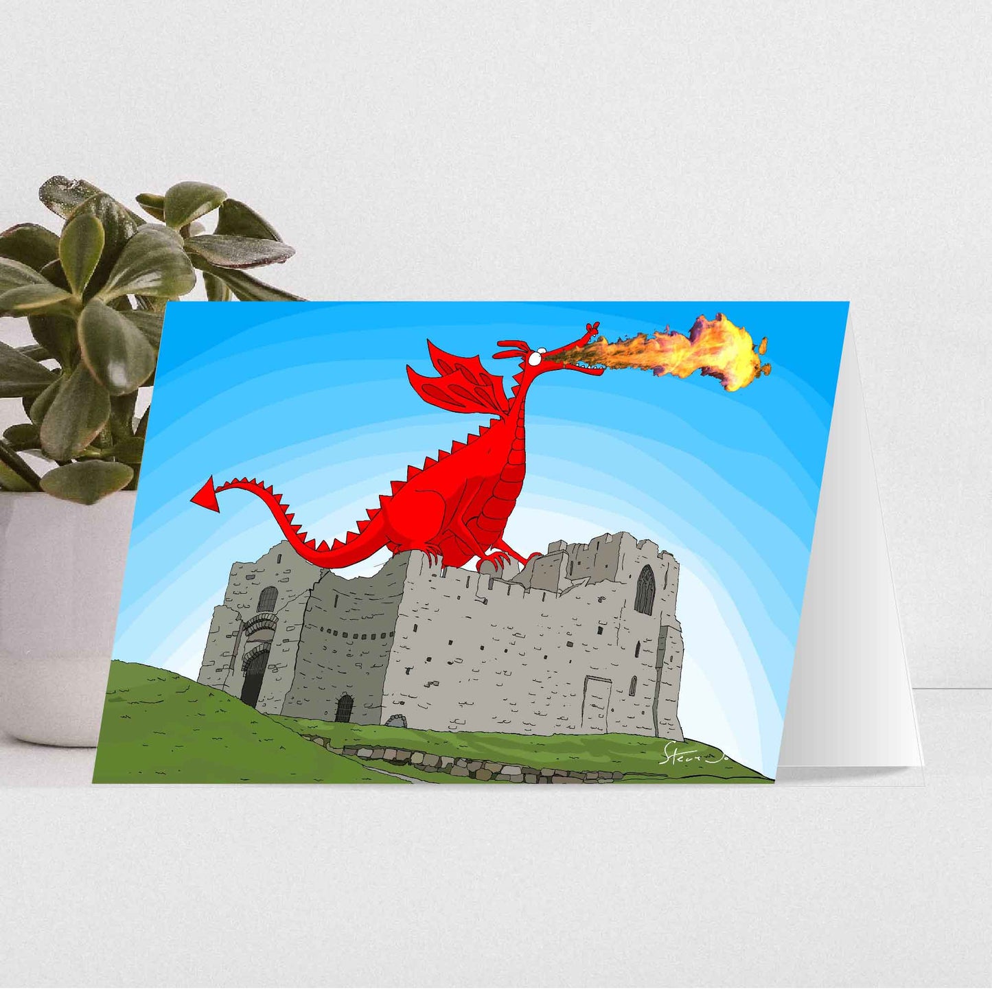 'Dragon on Oystermouth Castle' Card
