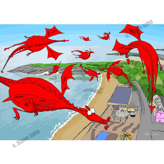 Dragon Swarm over Barry Island Card