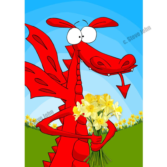 Dragon with Daffodils card