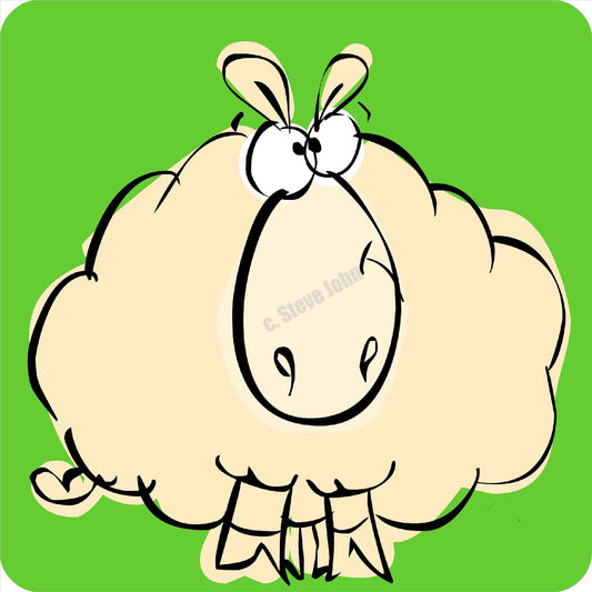 Sheep with green background coaster