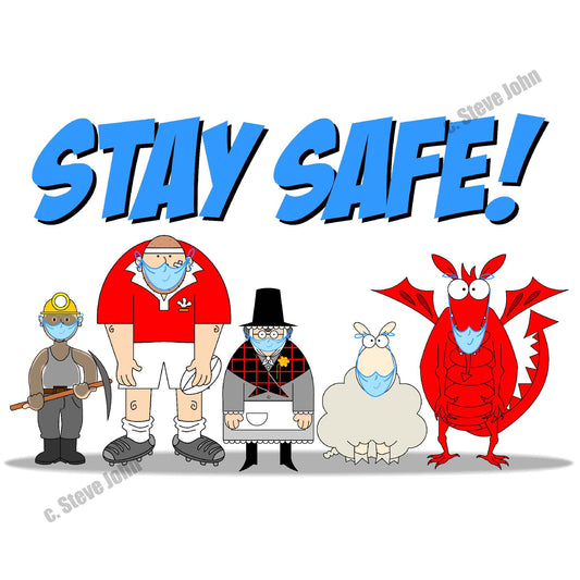 Stay Safe! Welsh Icons card