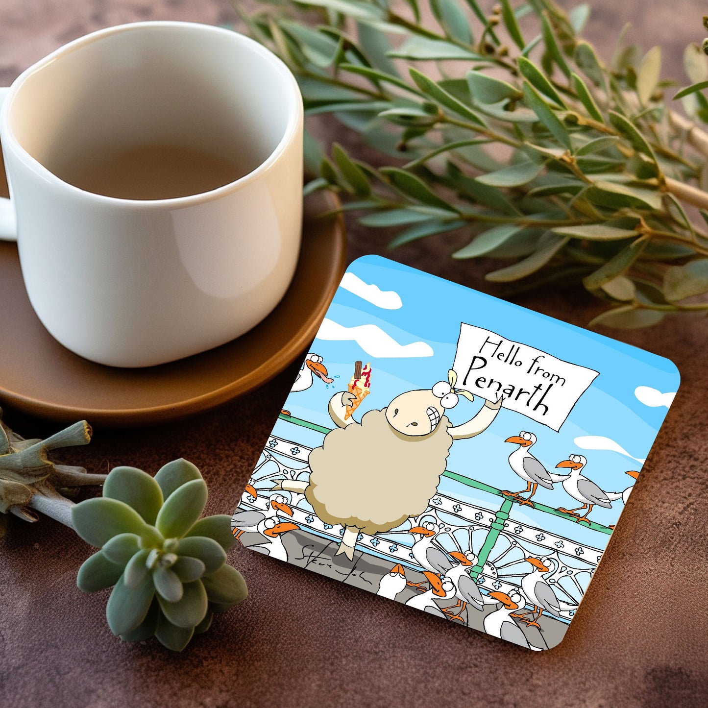 1 Sheep 'Hello' from Penarth coaster