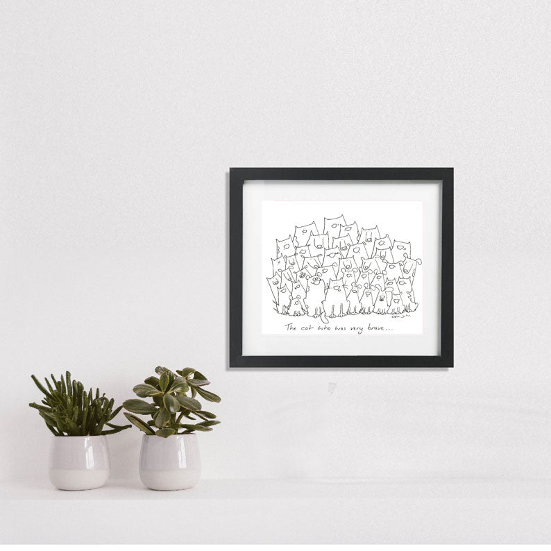 The very brave cat. Small unframed artwork