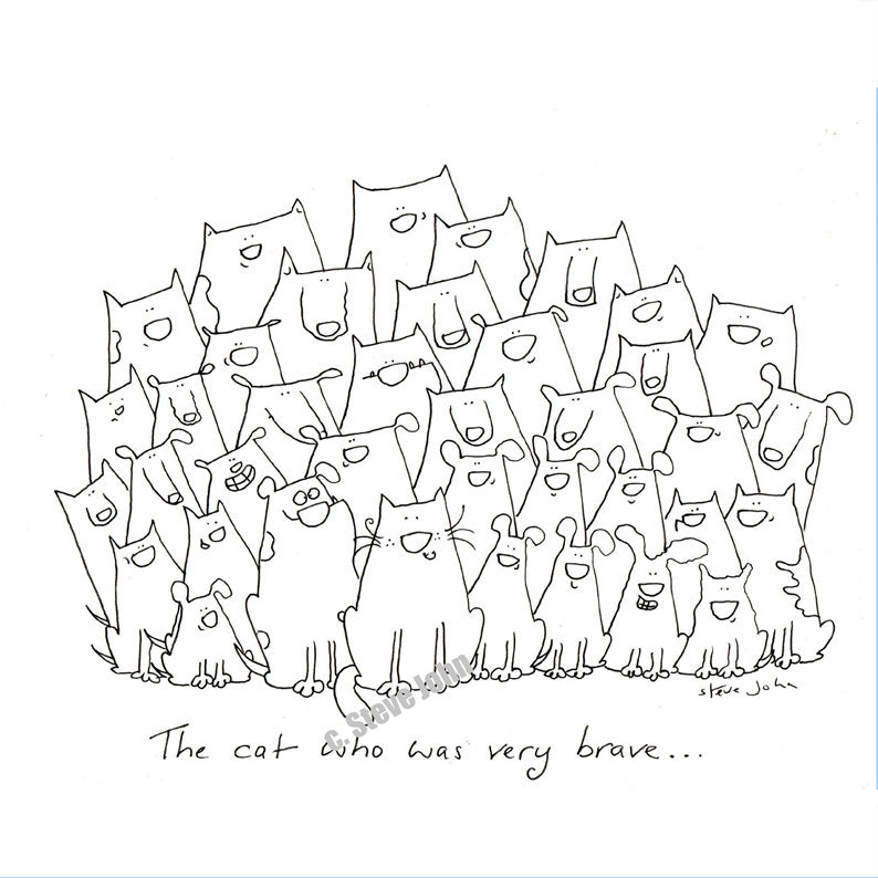 The very brave cat. Small unframed artwork