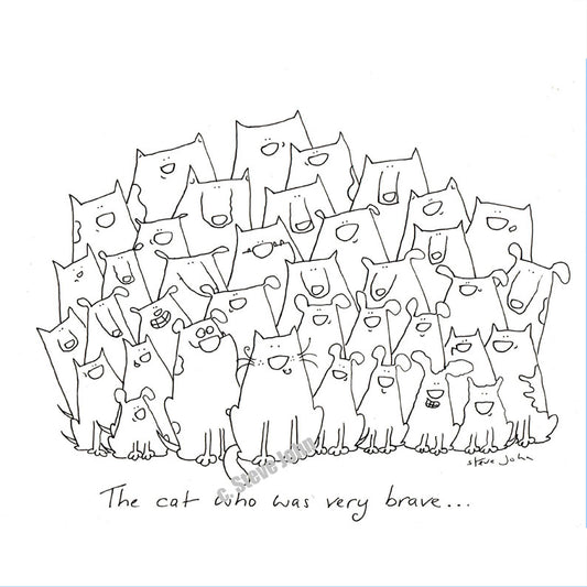 The very brave cat. Small unframed artwork