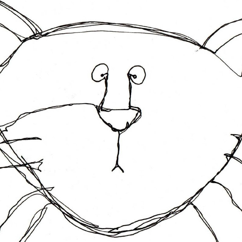 The cross-eyed cat. Small unframed artwork