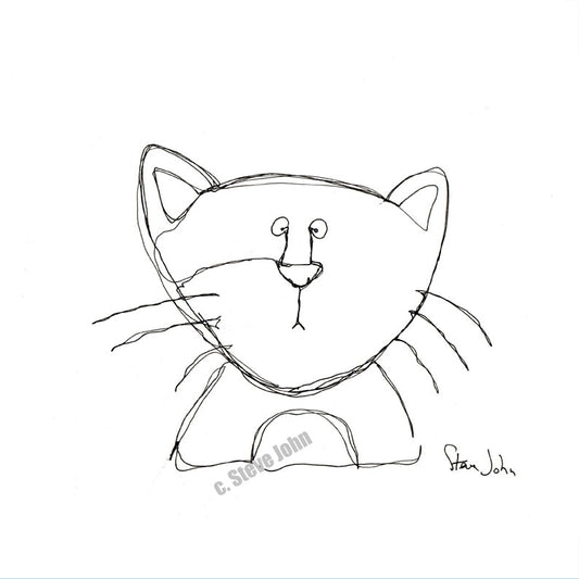 The cross-eyed cat. Small unframed artwork