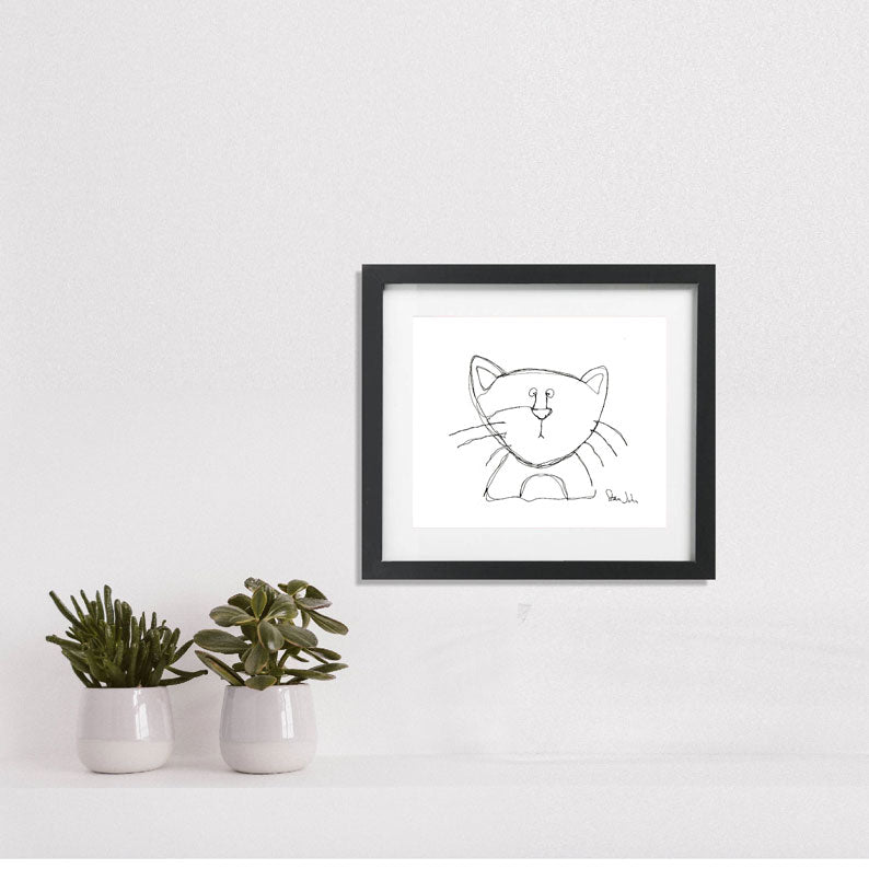 The cross-eyed cat. Small unframed artwork