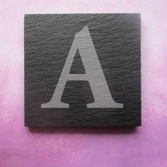 Engraved Slate Coaster initial