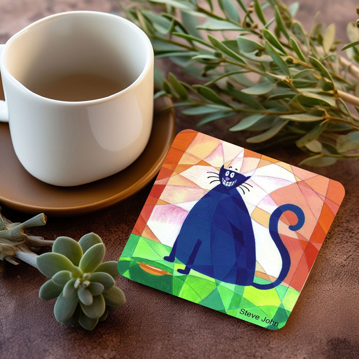 Abstract cat coaster