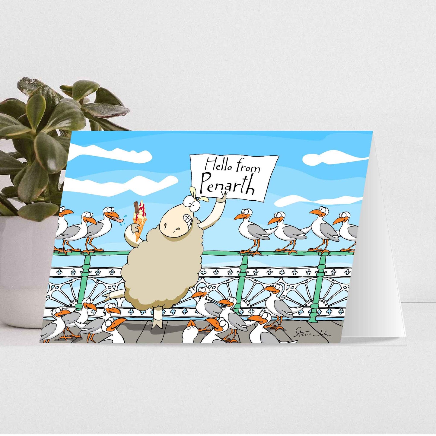 1 Sheep 'Hello from Penarth' Card