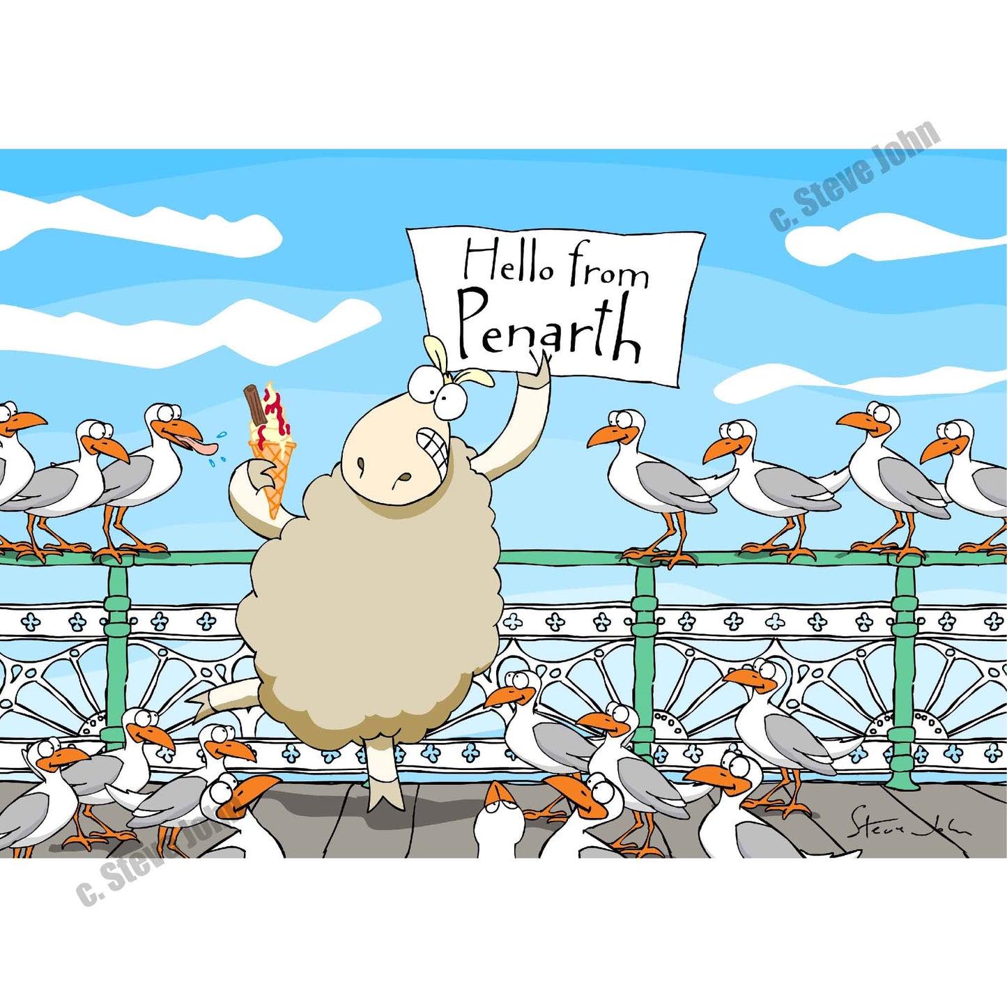 1 Sheep 'Hello from Penarth' Card