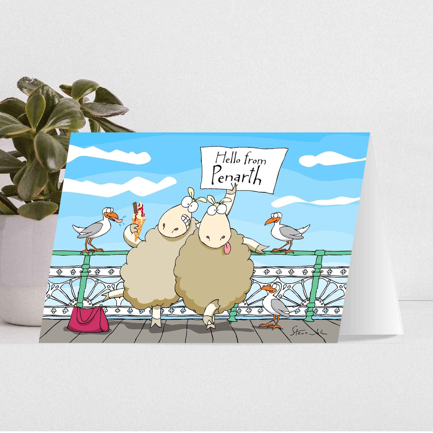 2 Sheep 'Hello from Penarth' Card