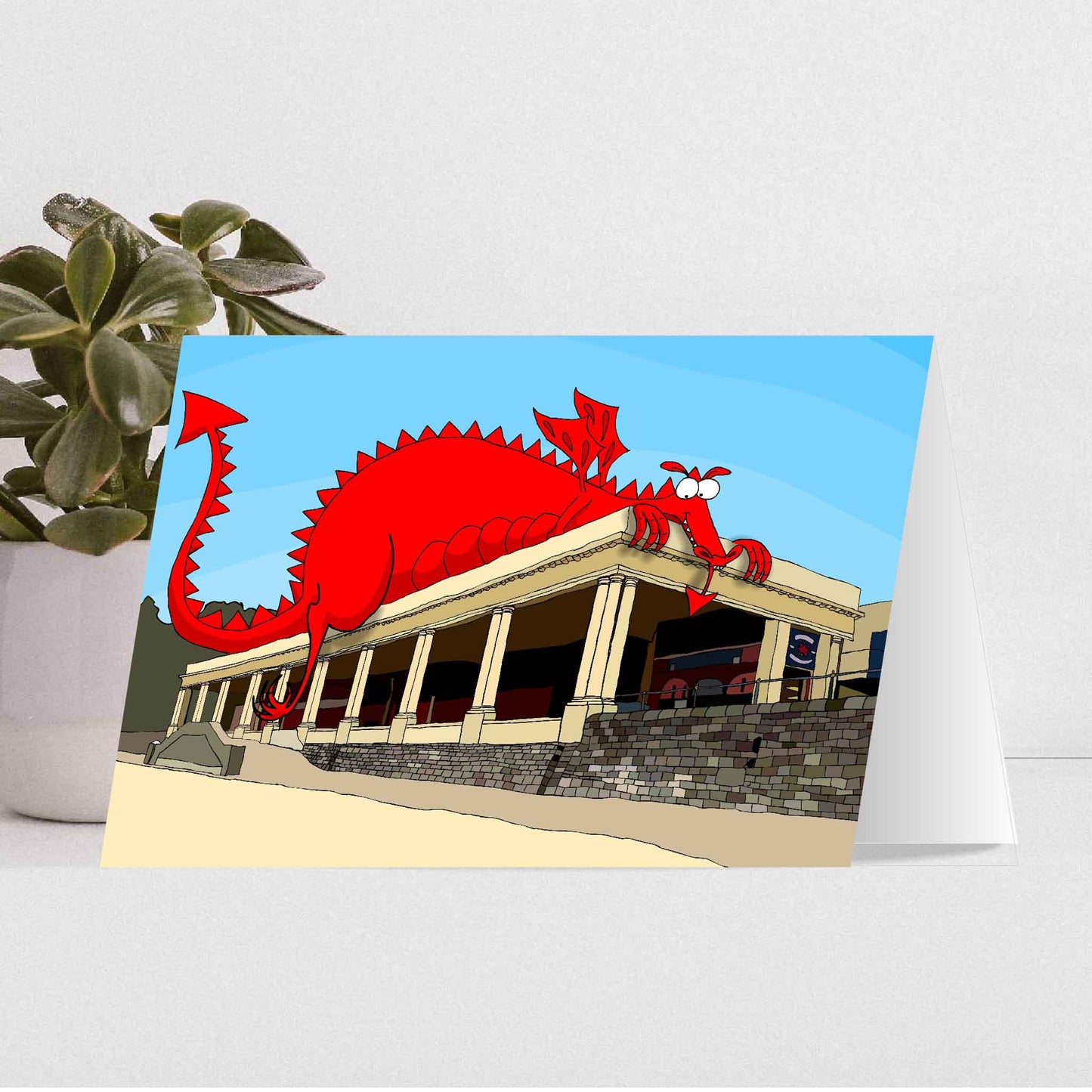 Dragon on the roof at Barry Island Card