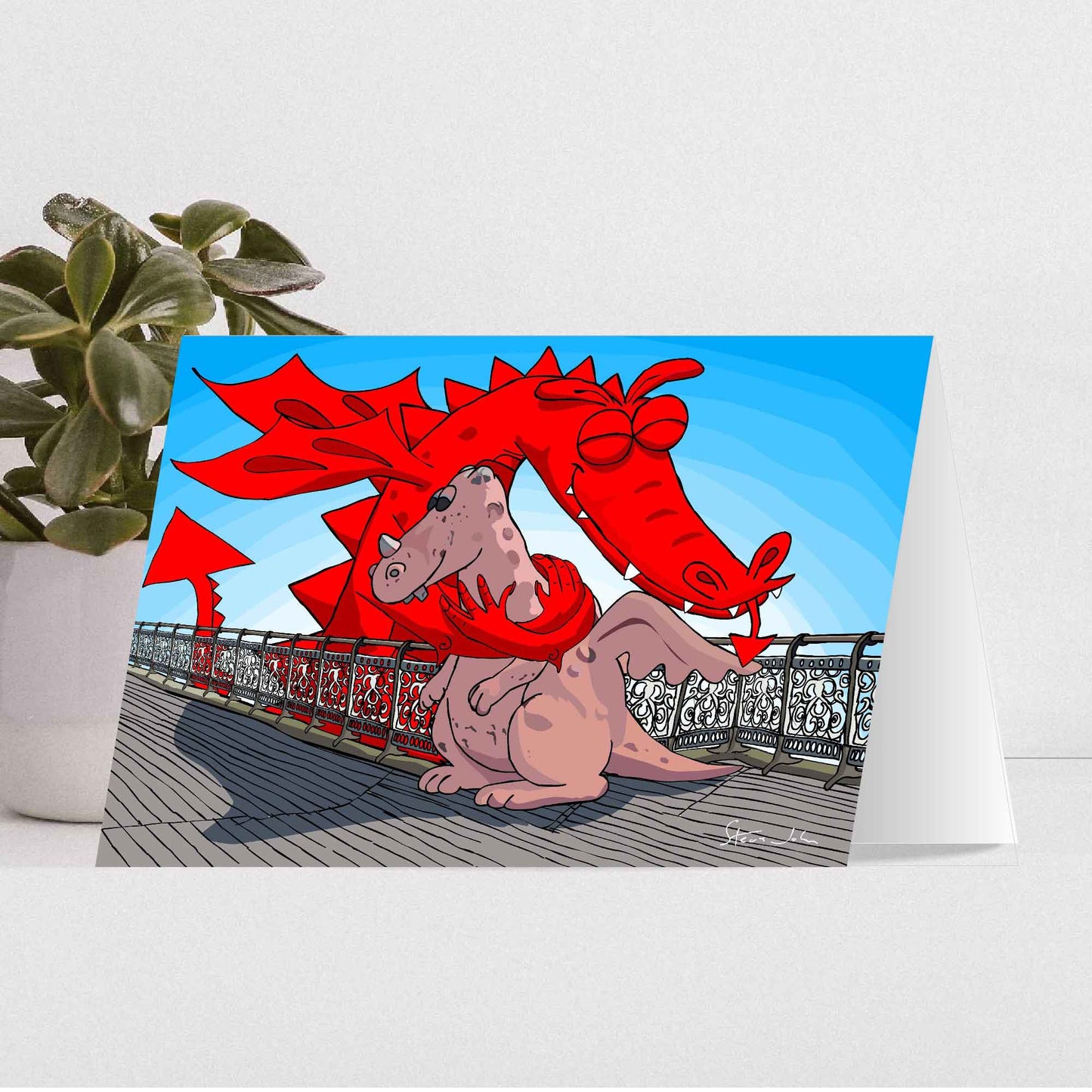 'Dragon Friends on Mumbles Pier' Card