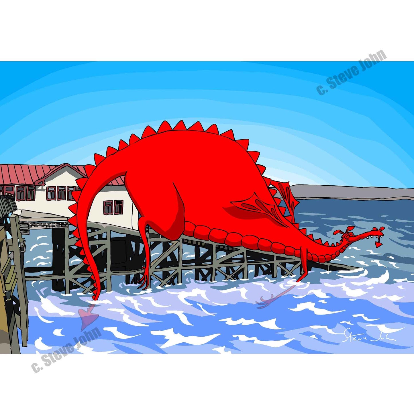 'Dragon on Mumbles Lifeboat Station' Card