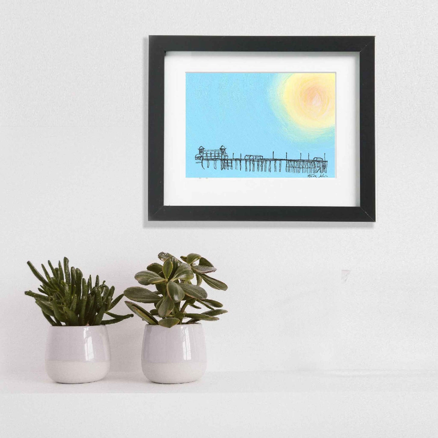 Hazy Eggy Sky Penarth Pier. 8" by 6" print, mounted