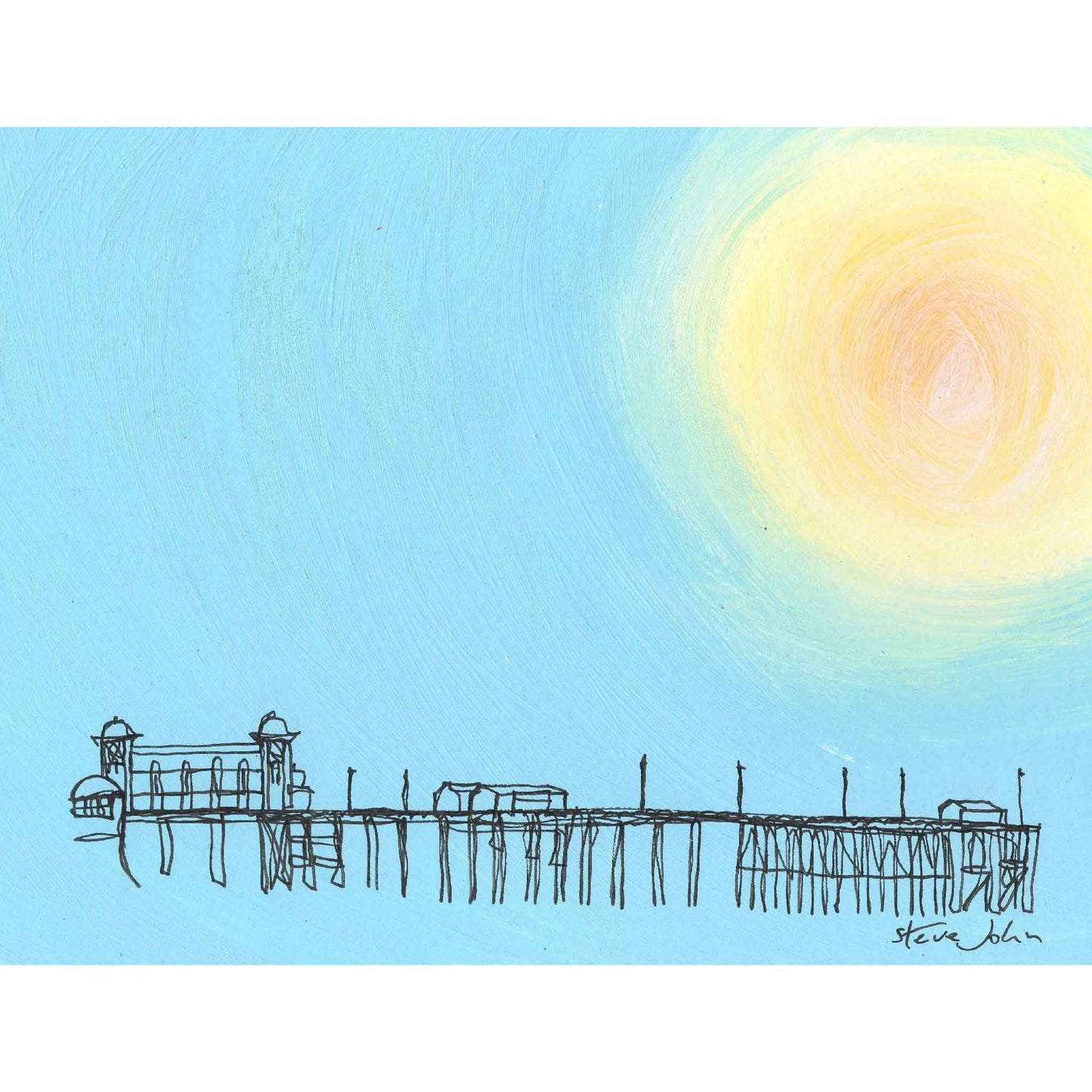 Hazy Eggy Sky Penarth Pier. 8" by 6" print, mounted