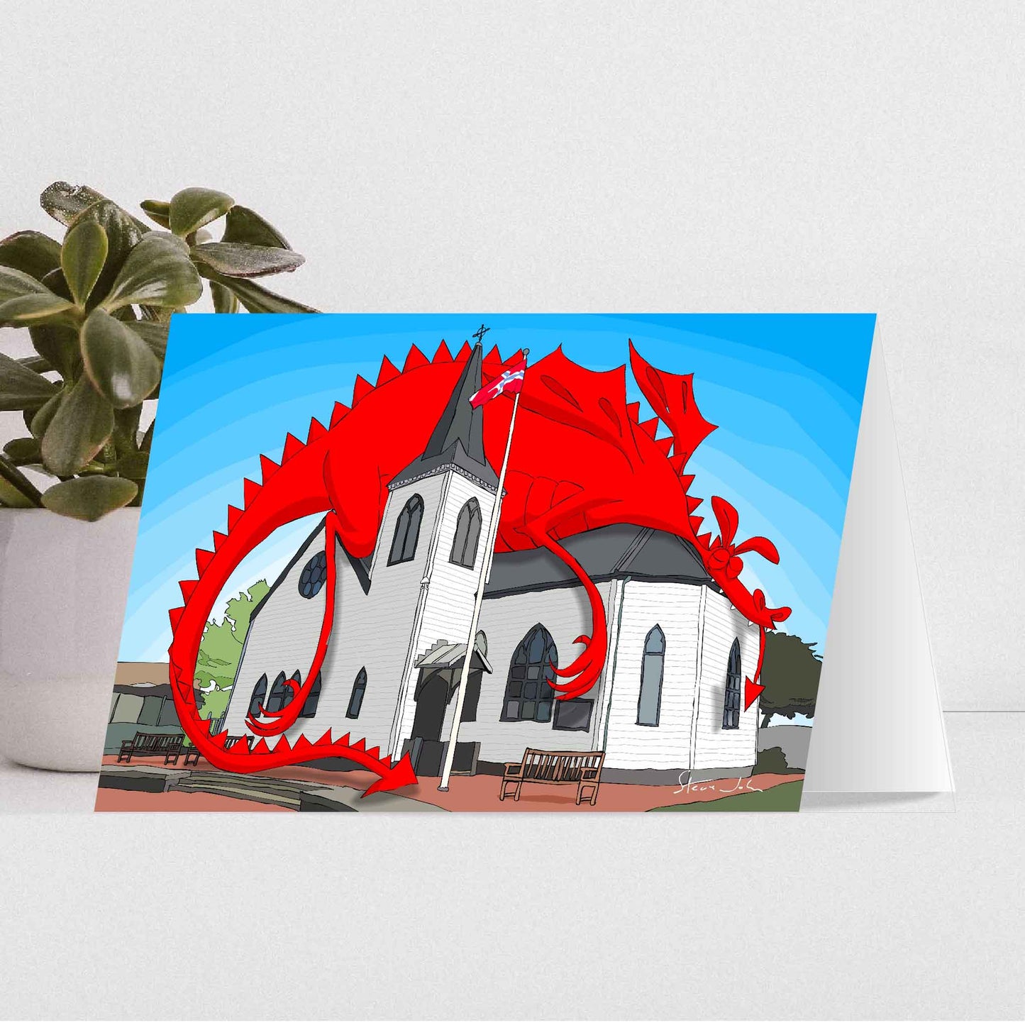 Dragon on Norwegian Church card