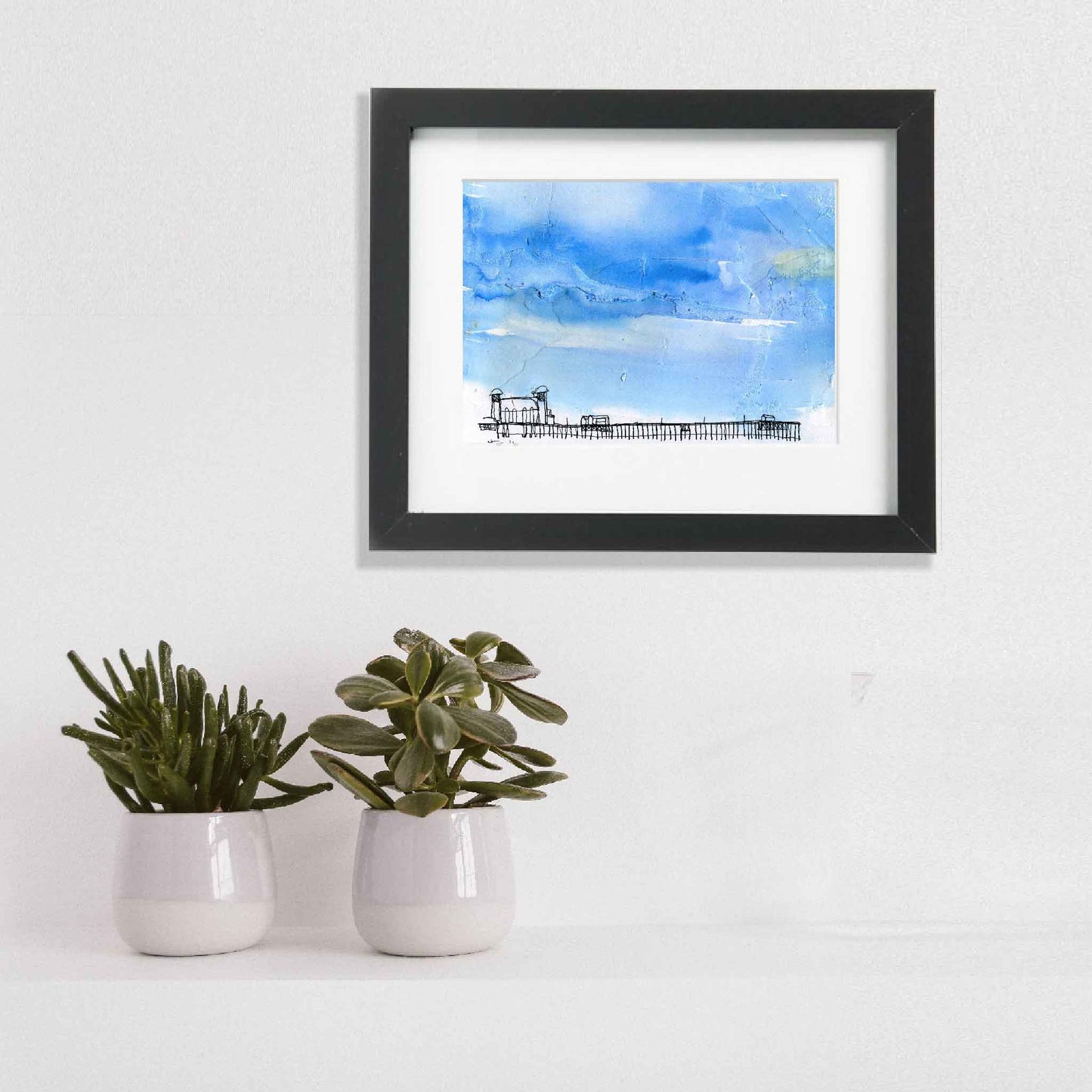 Penarth Pier sculptured sky. 8" by 6" print, mounted