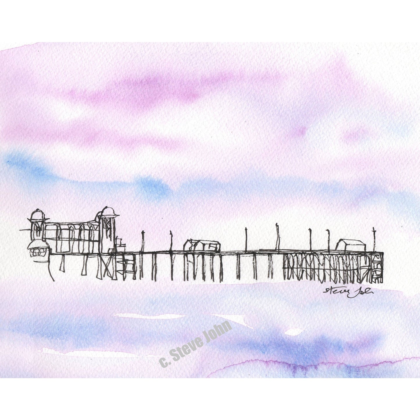 Penarth Pier 1. Continuous Line Artwork, small, Unframed