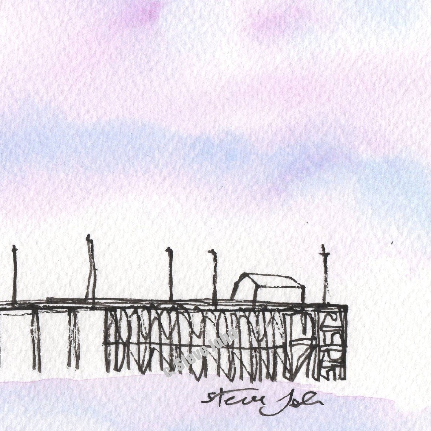 Penarth Pier 1. Continuous Line Artwork, small, Unframed