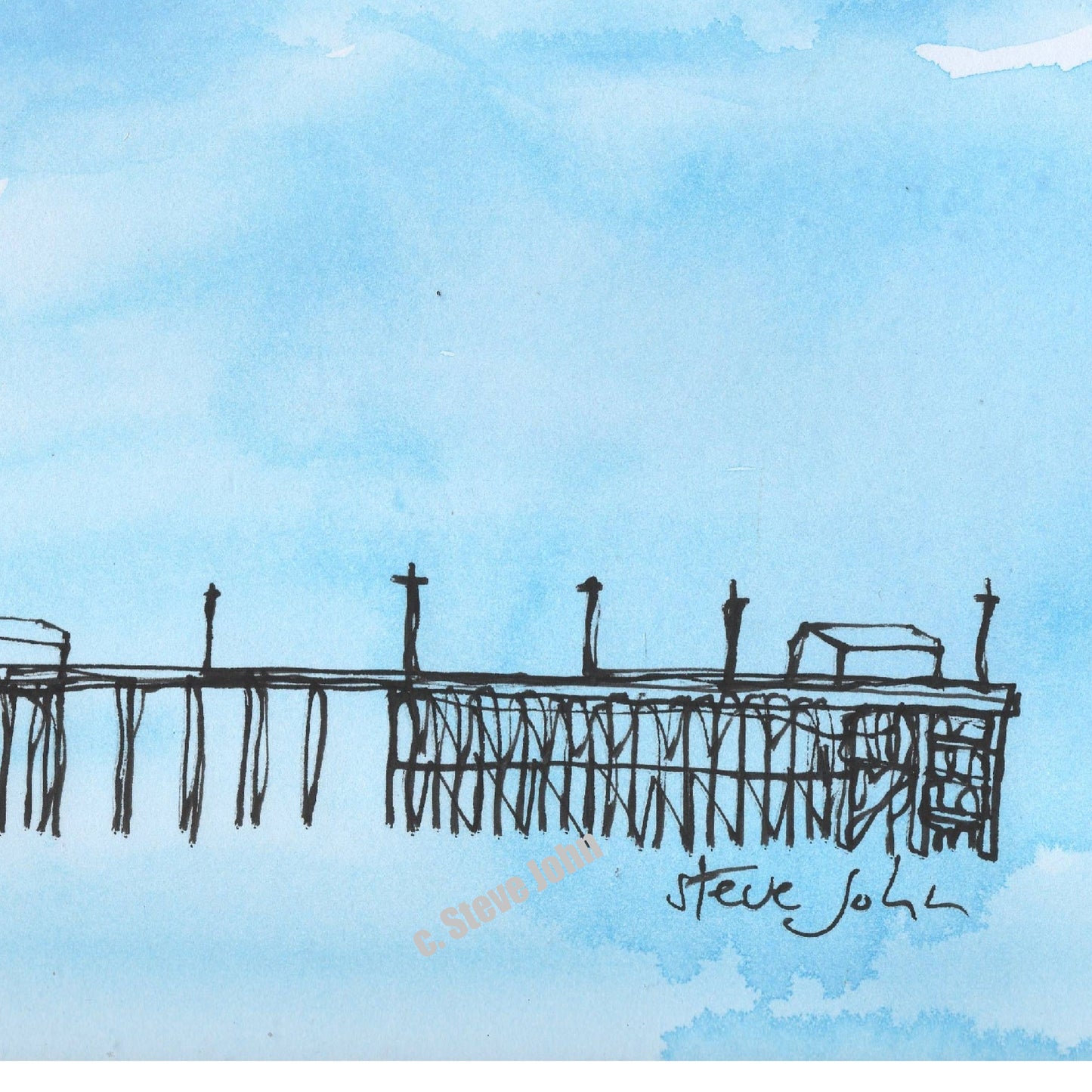 Penarth Pier 2. Continuous Line artwork, small, Unframed