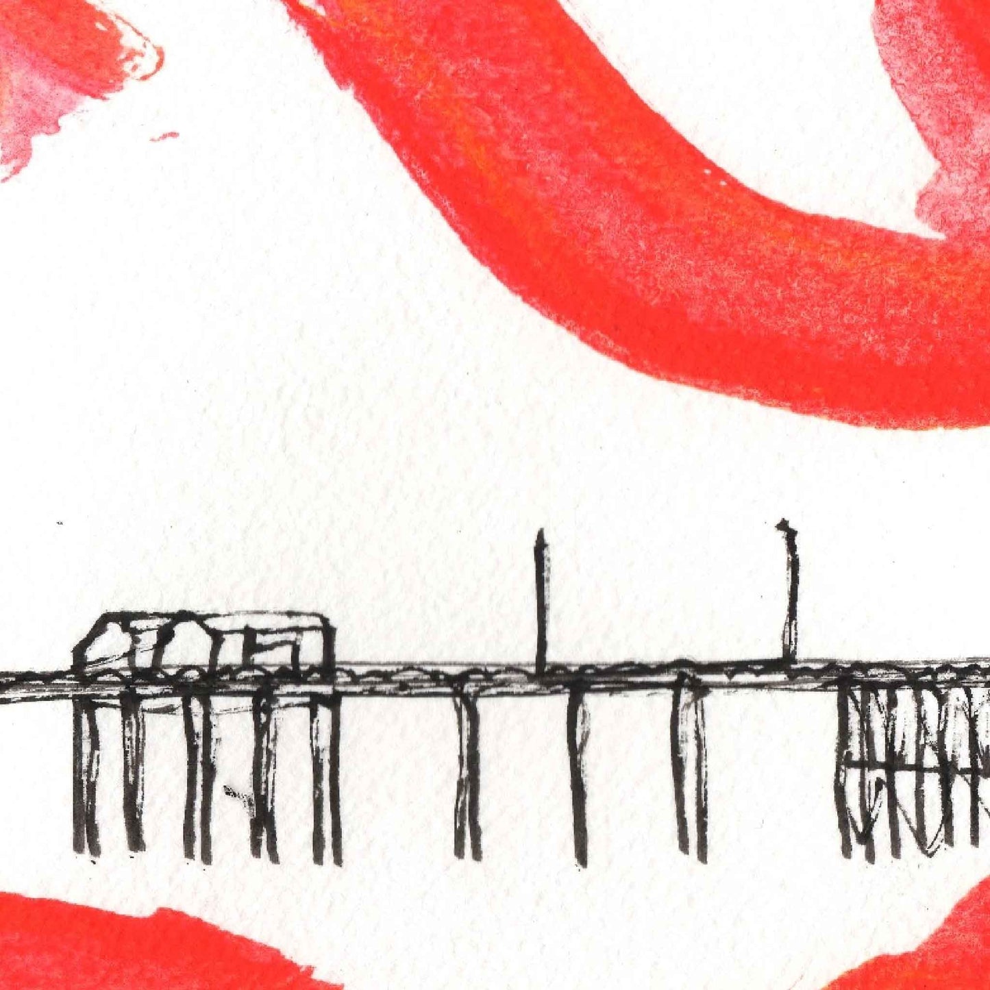 Penarth Pier 6. Continuous Line Artwork, small, Unframed